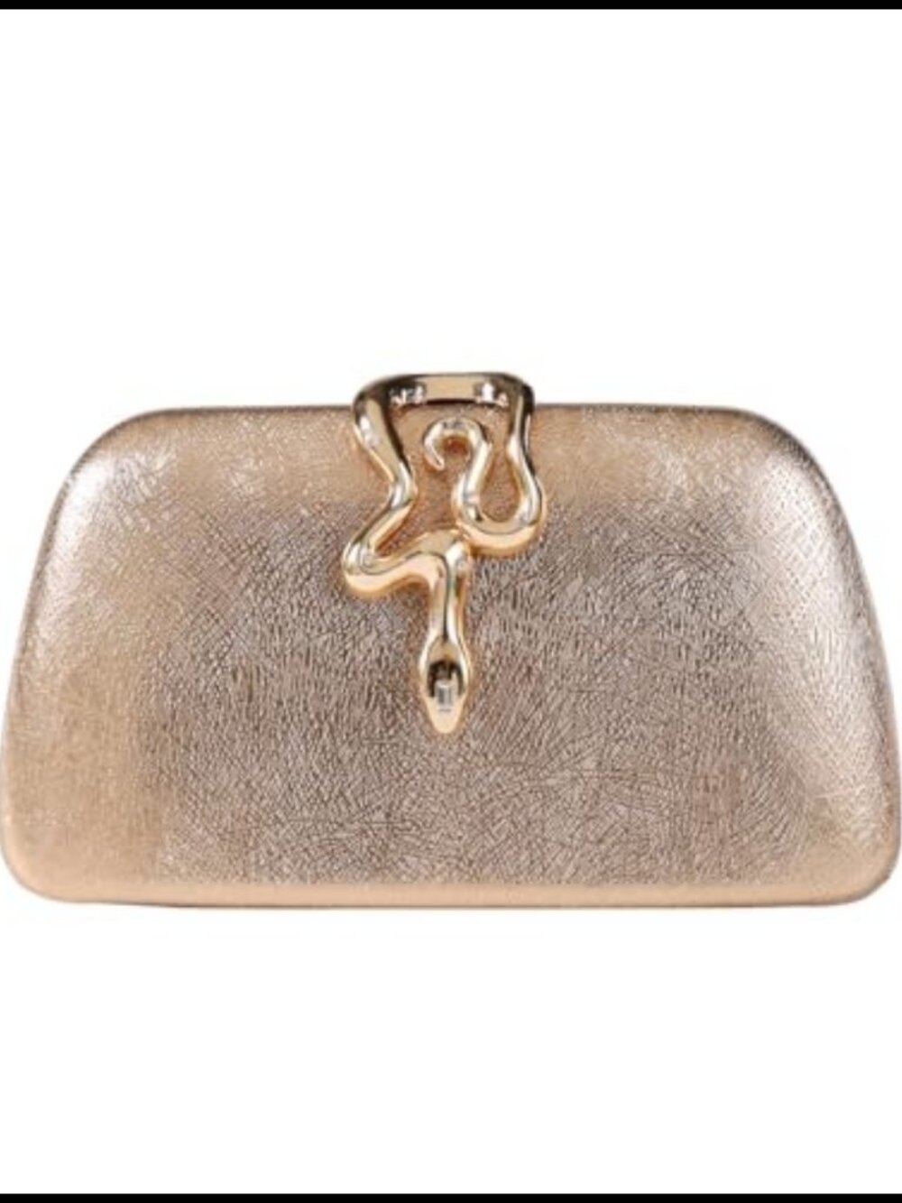 Snake Accent PU Leather Evening Clutch Elegant Removable Chain Crossbody Purse